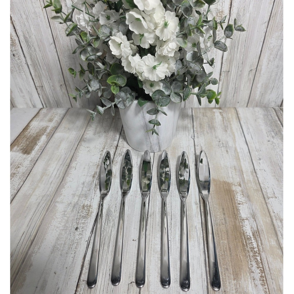 Becchetti Italy 18/10 Stainless Steel Fish Knives Set of 6 Silverware Flatware - Picture 7 of 11